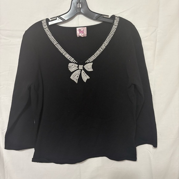 Pink Poodle Tops - Pink Poodle black 3/4 sleeve pullover sweater